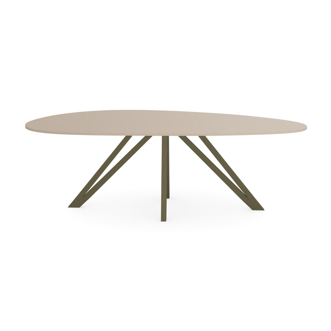 HPL Eettafel Oatmeal Beige - Kiezel B - Spin donker bruin