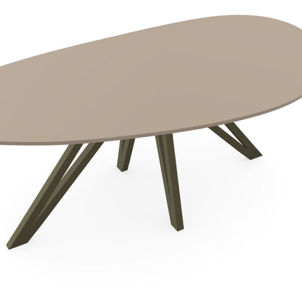 HPL Eettafel Oatmeal Beige - Kiezel B - Spin donker bruin