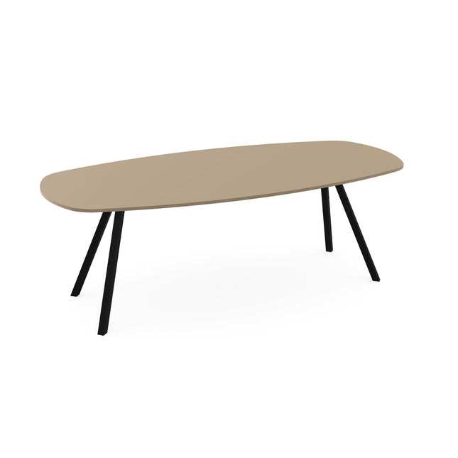 HPL Eettafel Dark Ecru - Deens ovaal - I-schuin zwart