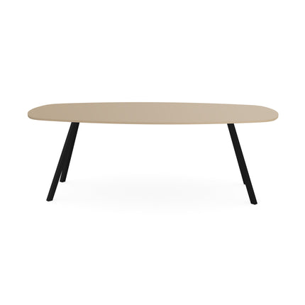 HPL Eettafel Dark Ecru - Deens ovaal - I-schuin zwart