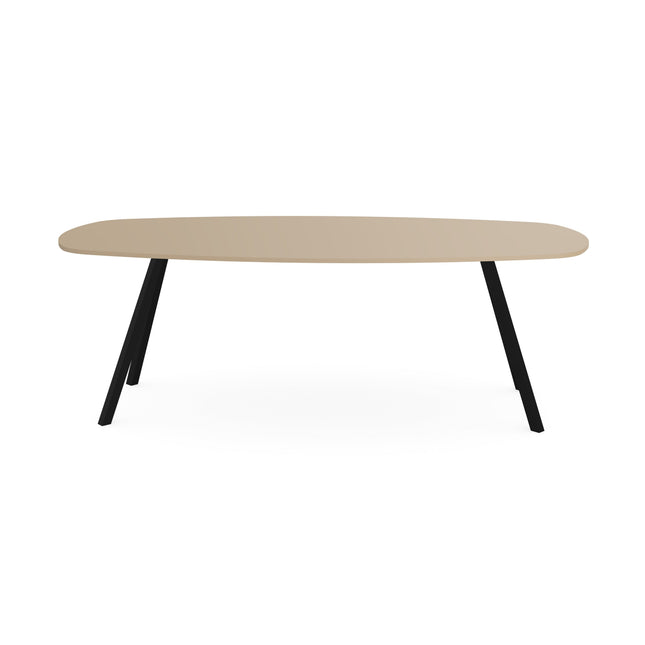 HPL Eettafel Dark Ecru - Deens ovaal - I-schuin zwart