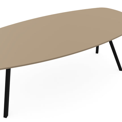 HPL Eettafel Dark Ecru - Deens ovaal - I-schuin zwart