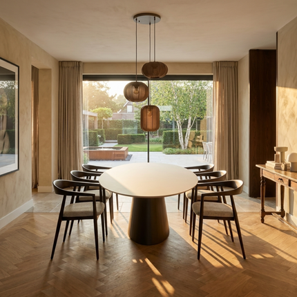 HPL Eettafel Oatmeal Beige - Ovaal - Sjors Donker bruin