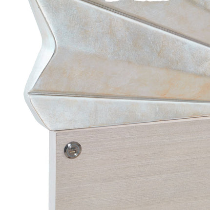 Michael Amini Fantosini King Fan Bed - Silver Leaf