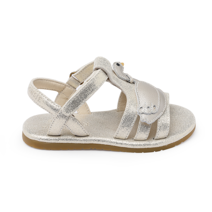 Shimmer Swan Sandals | Kindersandalen | Silver Metallic Leather