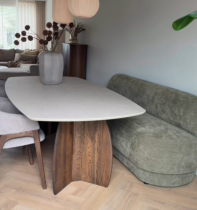Keramiek eettafel Surface Arena - Deens ovaal - maan Walnut Brown 1x