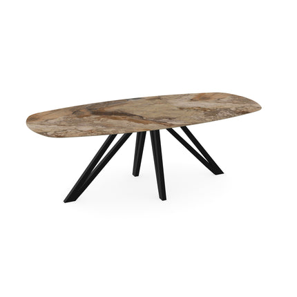 Keramik-Esstisch Ankara Bronze glänzend - Dänisches Oval - Spin Schwarz