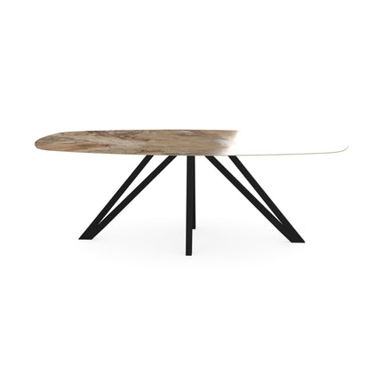 Keramik-Esstisch Ankara Bronze glänzend - Dänisches Oval - Spin Schwarz