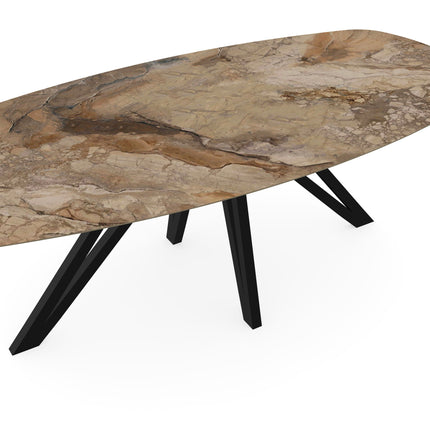 Keramik-Esstisch Ankara Bronze glänzend - Dänisches Oval - Spin Schwarz