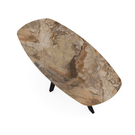 Keramik-Esstisch Ankara Bronze glänzend - Dänisches Oval - Spin Schwarz