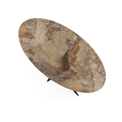 Keramik-Esstisch Ankara Bronze glänzend - Oval - Matrix ultradünn schwarz