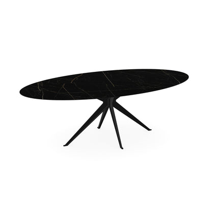 Keramik-Esstisch Nero Ardi glänzend - oval - Anna schwarz