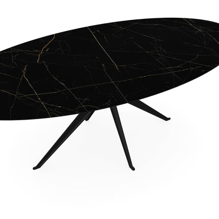 Keramik-Esstisch Nero Ardi glänzend - oval - Anna schwarz