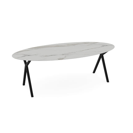Keramik-Esstisch Calacatta Pullido - Oval - Schere schwarz