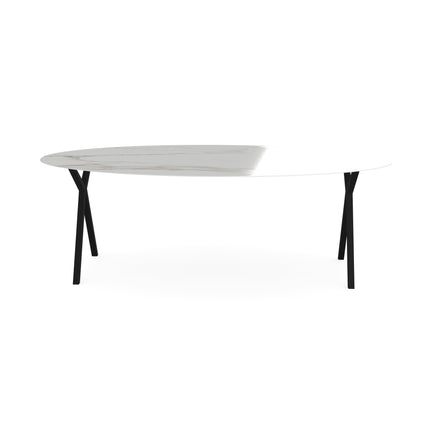 Keramik-Esstisch Calacatta Pullido - Oval - Schere schwarz