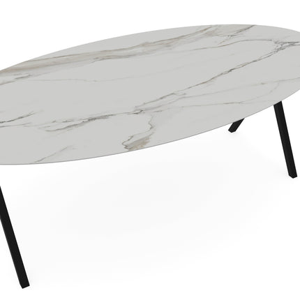 Keramik-Esstisch Calacatta Pullido - Oval - Schere schwarz