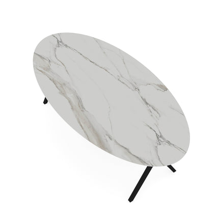 Keramik-Esstisch Calacatta Pullido - Oval - Schere schwarz