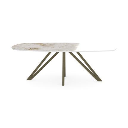 Keramiek eettafel cuarzo reno glans - Deens ovaal - Spin donkerbruin