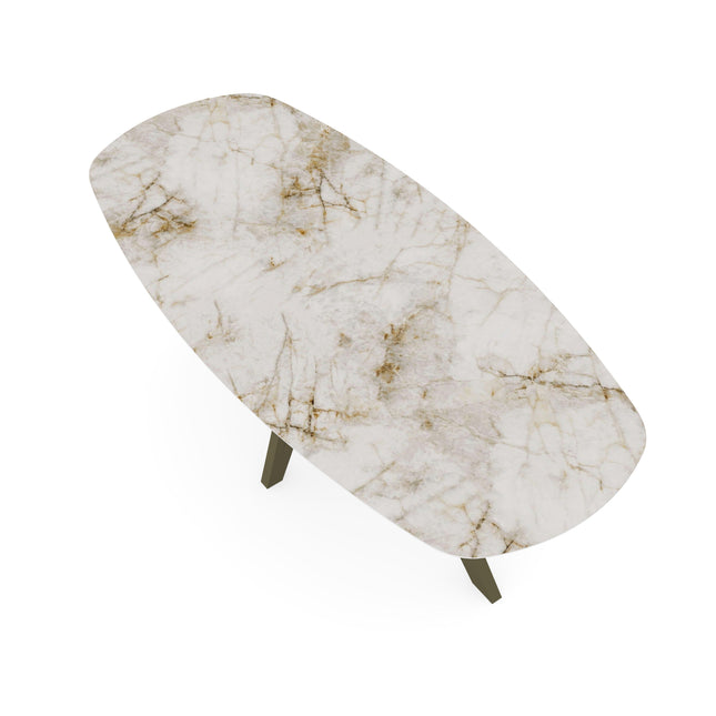 Keramiek eettafel cuarzo reno glans - Deens ovaal - Spin donkerbruin