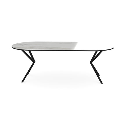 Keramik-Esstisch Calacatta Pullido - Flach oval - VV-Gestell schwarz