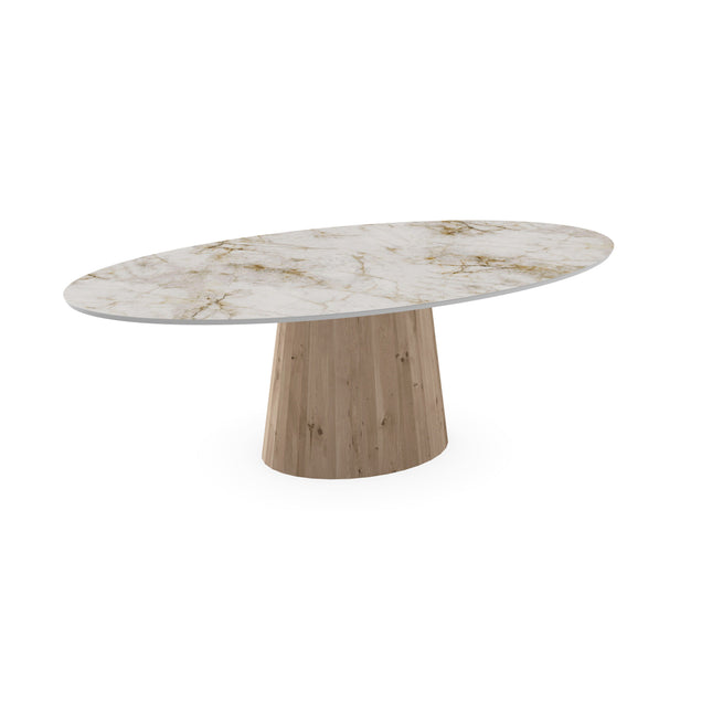 Keramiek eettafel Cuarzo Reno glans - Ovaal - Sjors naturel