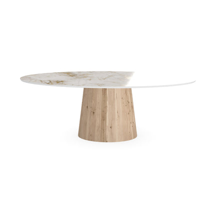 Keramiek eettafel Cuarzo Reno glans - Ovaal - Sjors naturel