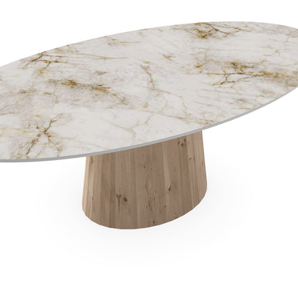 Keramiek eettafel Cuarzo Reno glans - Ovaal - Sjors naturel