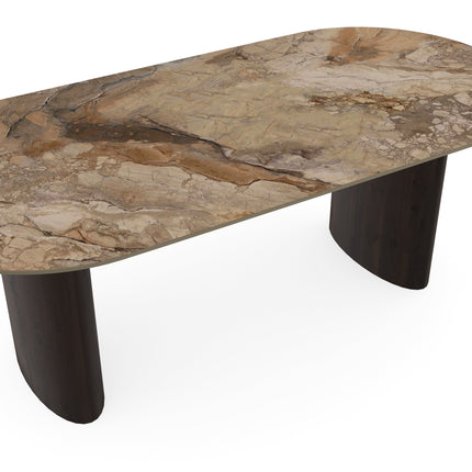 Keramik-Esstisch Ankara Bronze - Flach oval - Freya Nussbaum dunkelbraun 2x