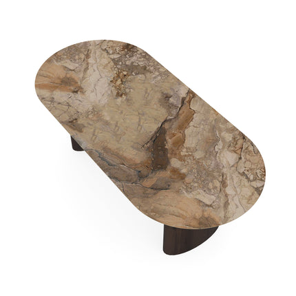 Keramik-Esstisch Ankara Bronze - Flach oval - Freya Nussbaum dunkelbraun 2x