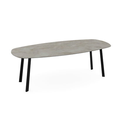Keramik-Gartentisch Distitio Aluminio - dänisch oval - schräges I-Gestell, schwarz