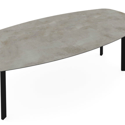 Keramik-Gartentisch Distitio Aluminio - dänisch oval - schräges I-Gestell, schwarz