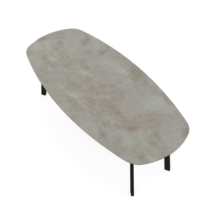 Keramik-Gartentisch Distitio Aluminio - dänisch oval - schräges I-Gestell, schwarz
