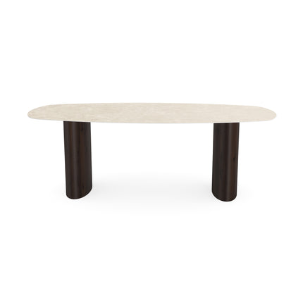 Keramik-Esstisch Hermitage Arena - Dänisches Oval - Freya walnut brown