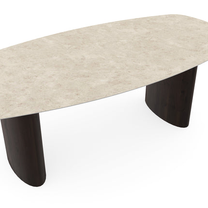 Keramik-Esstisch Hermitage Arena - Dänisches Oval - Freya walnut brown