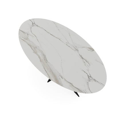 Keramik-Esstisch Calacatta matt - Oval - Matrix ultradünn schwarz