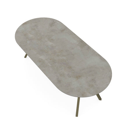 Keramik-Esstisch Distrito Aluminio - Flaches Oval - I schräg Dunkelbraun