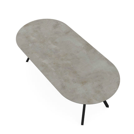 Keramik-Esstisch Distrito Aluminio - Flaches Oval - I-Fuß schräg Schwarz