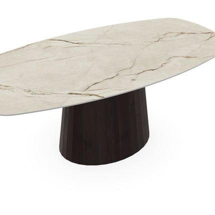 Keramiek eettafel Canala Roma - Deens ovaal - Sjors walnut brown 2x