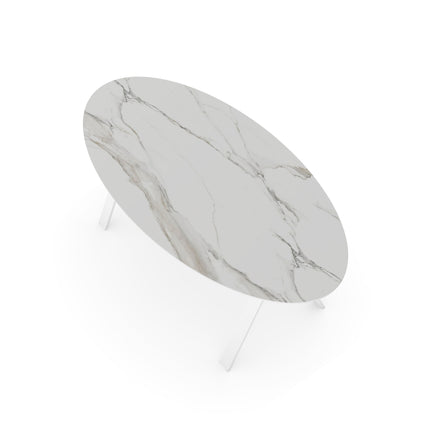 Keramik-Gartentisch Calacatta - Oval - Balou Weiß
