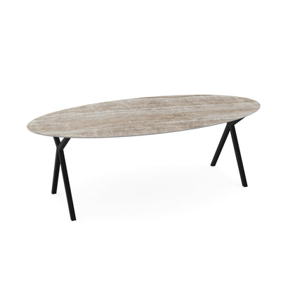 Keramik-Gartentisch Taj Mahal Sand - Oval - Scissor Schwarz