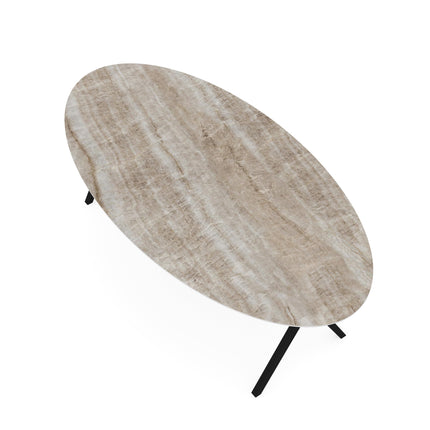 Keramik-Gartentisch Taj Mahal Sand - Oval - Scissor Schwarz