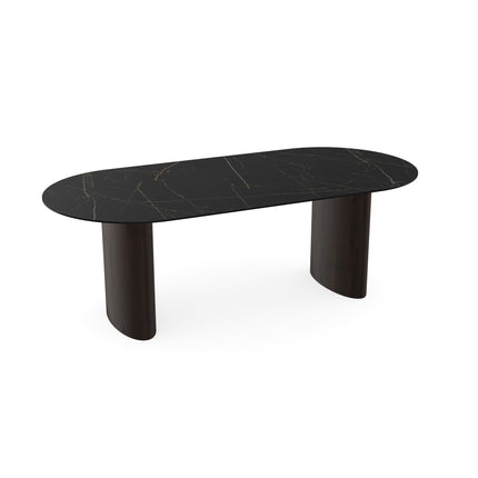 Keramik-Esstisch Nero Ardi - Flach oval - Freya Walnussbraun 2x