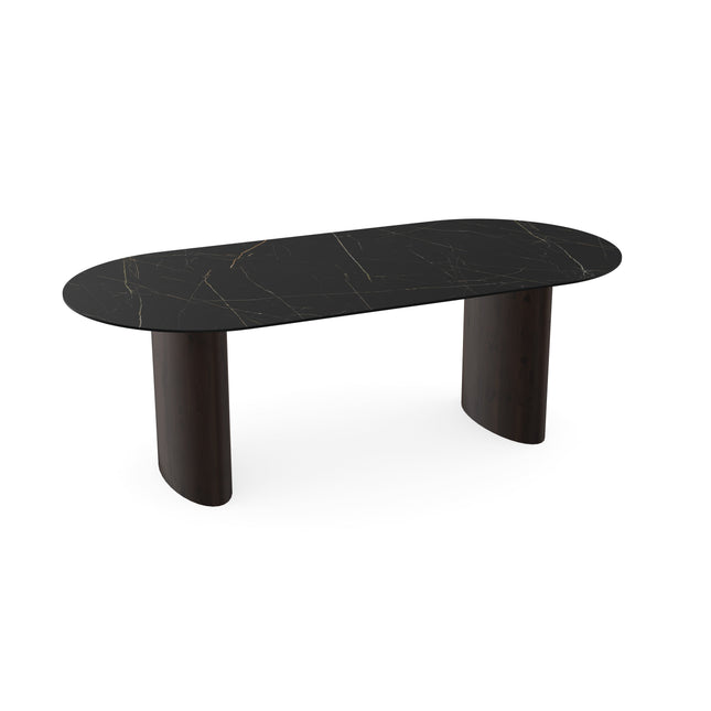 Keramiek eettafel nero ardi - Plat ovaal - Freya walnut brown 2x