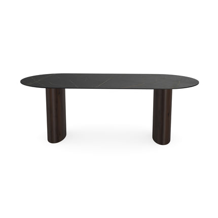 Keramik-Esstisch Nero Ardi - Flach oval - Freya Walnussbraun 2x