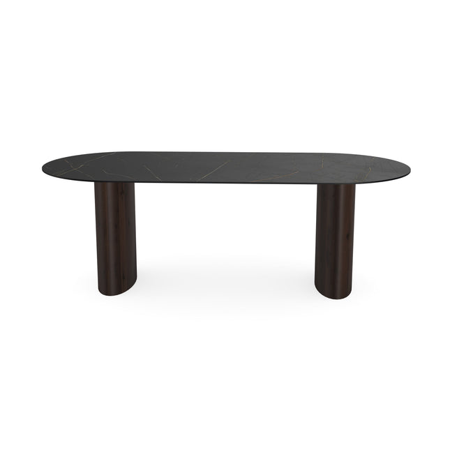 Keramiek eettafel nero ardi - Plat ovaal - Freya walnut brown 2x