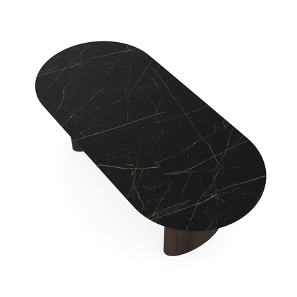 Keramik-Esstisch Nero Ardi - Flach oval - Freya Walnussbraun 2x