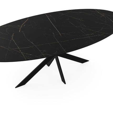 Keramik-Esstisch Nero Ardi - Oval - Matrix ultradünn schwarz