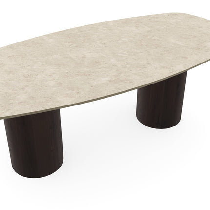 Keramiek eettafel hermitage arena - Deens ovaal - Columbus duo Walnut brown 2x