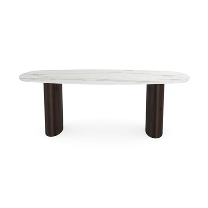 Keramik-Esstisch Calacatta - Dänisches Oval - Freya Walnussbraun 2x