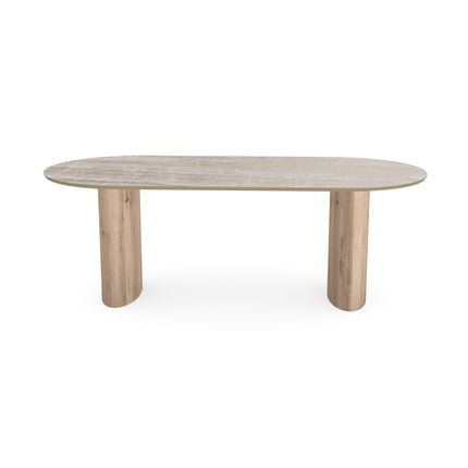 Keramik-Esstisch Taj Mahal - Flach oval - Freya Natur